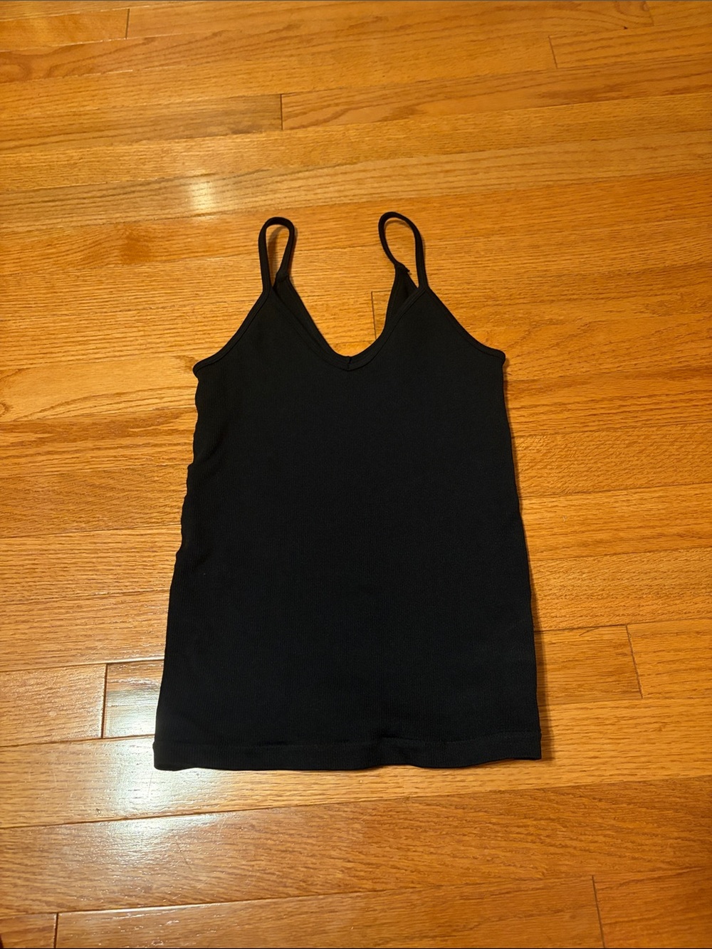Aeropostale Black Ribbed V-Neck Tank Top